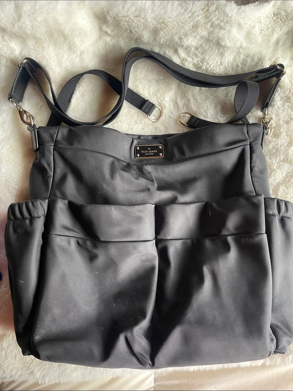 kate spade Black Nylon Crossbody Tote with Exterior Pockets